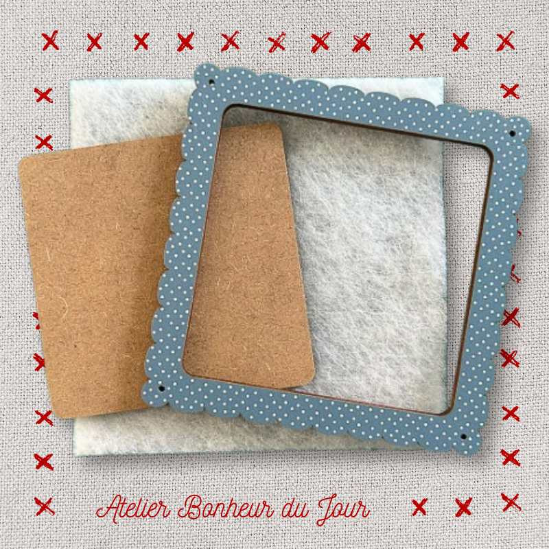 Polka dot frame "Blue square cloud" Atelier Bonheur du jour