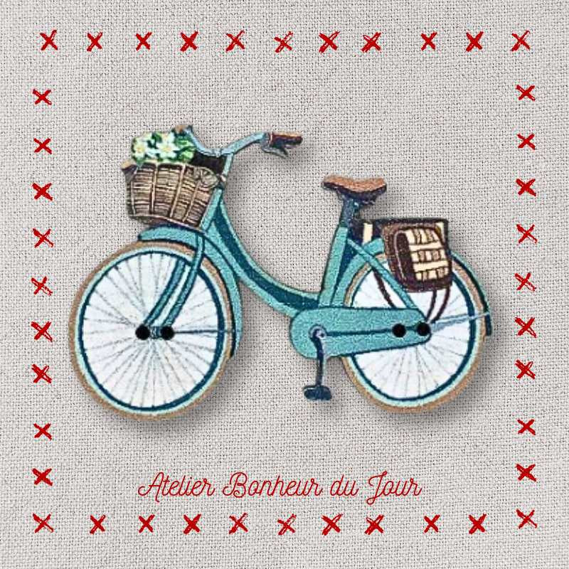 Decorative wooden button "Bike" Atelier Bonheur du jour