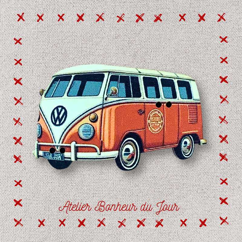 Decorative wooden button "Red VAN" Atelier Bonheur du jour