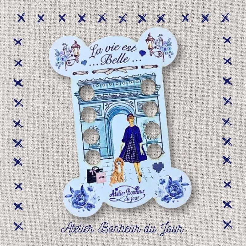 Wooden threads sorter "Life is beautiful" Arc de triomphe Atelier Bonheur du Jour