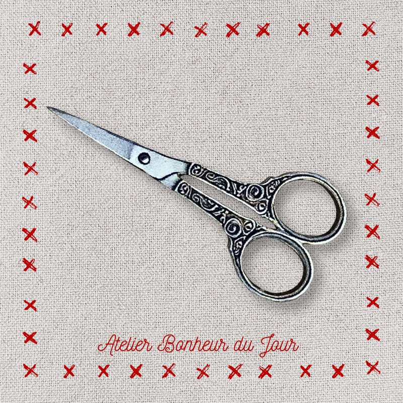 Decorative wooden button "old scissors" Atelier bonheur du jour