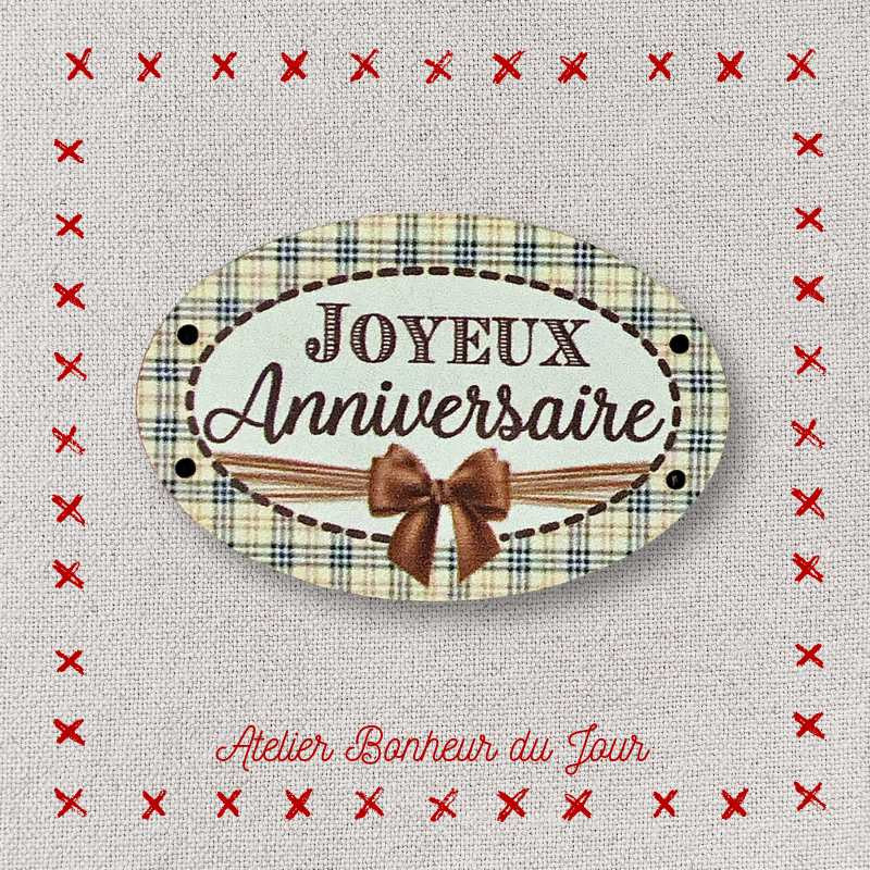 Petite plaque en bois "Joyeux anniversaire" Atelier Bonheur du Jour