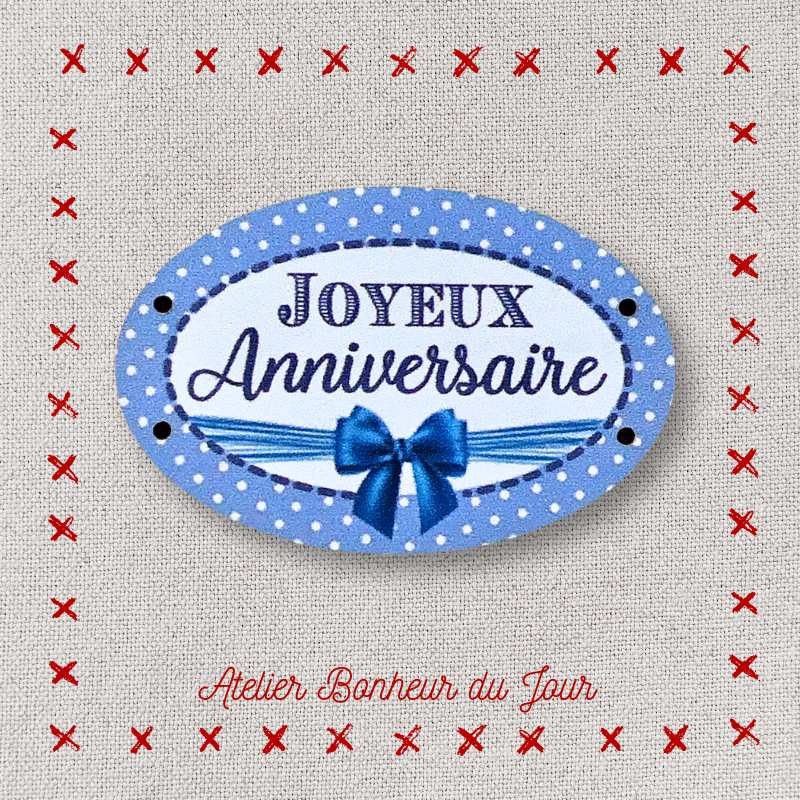 Petite plaque en bois "Joyeux anniversaire" Atelier Bonheur du Jour