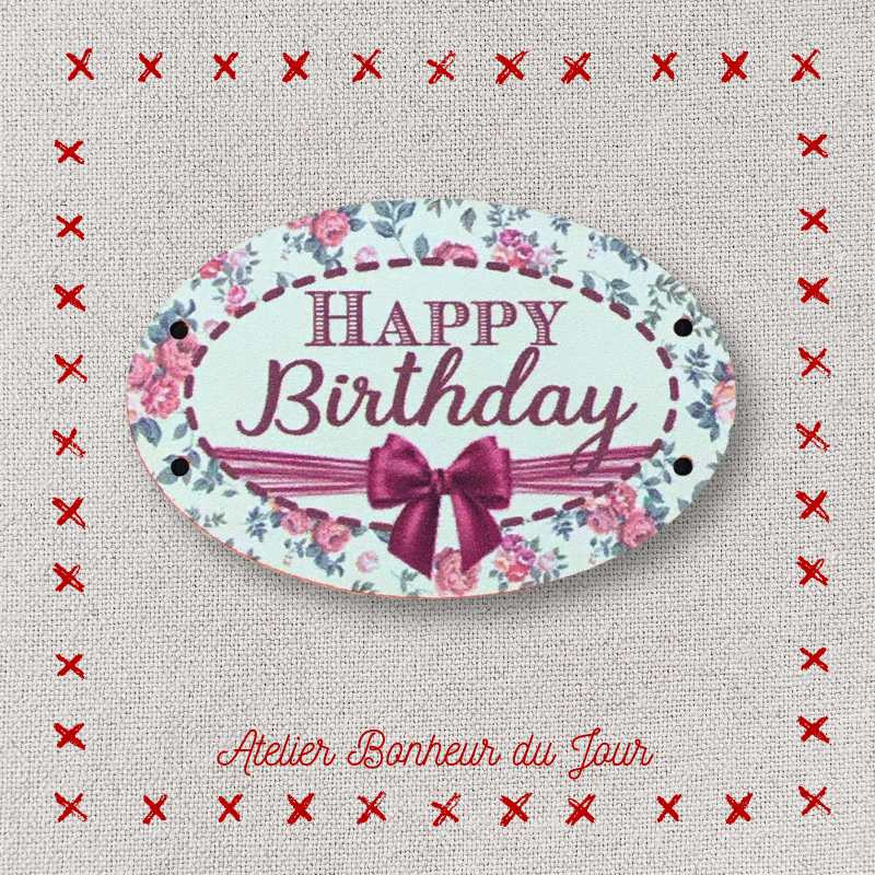 wooden small plaque "Happy birthday" Atelier Bonheur du Jour
