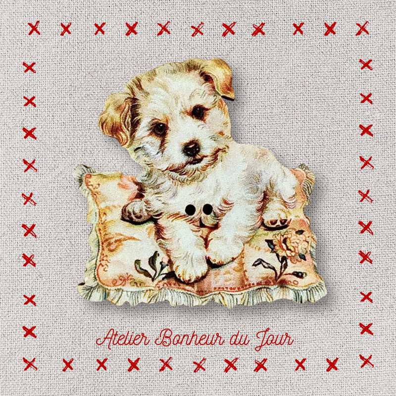 Decorative wooden button “Nougat on its cushion” Atelier Bonheur du jour