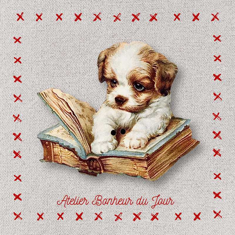 Decorative wooden button “Oscar the studious" Atelier Bonheur du jour