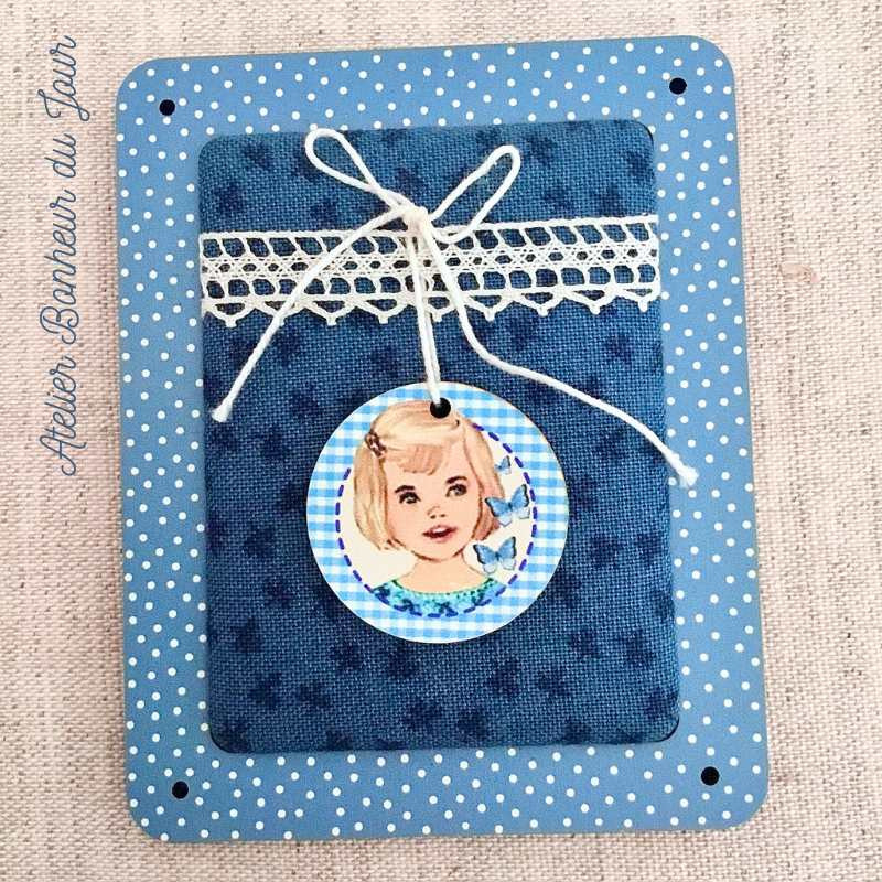 Polka dot frame "Slate Blue" Atelier Bonheur du jour