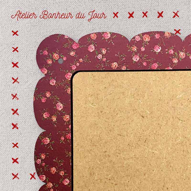 Floral cloud frame "Rectangle - burgundy red background" Atelier Bonheur du Jour