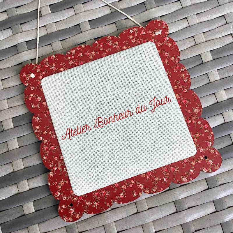 Floral cloud frame "Square - burgundy background" Atelier Bonheur du Jour