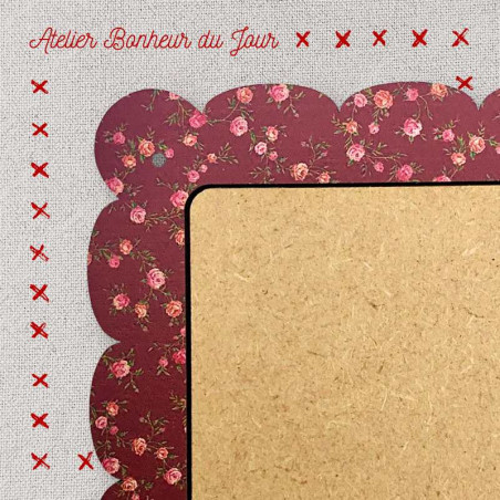 Floral cloud frame "Square - burgundy background" Atelier Bonheur du Jour