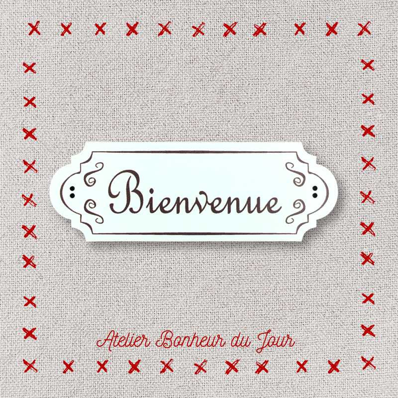 Bouton décoratif en bois "Bienvenue" Atelier Bonheur du jour