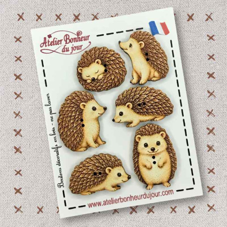 boutons décoratifs en bois "Les herissons" Atelier Bonheur du jour