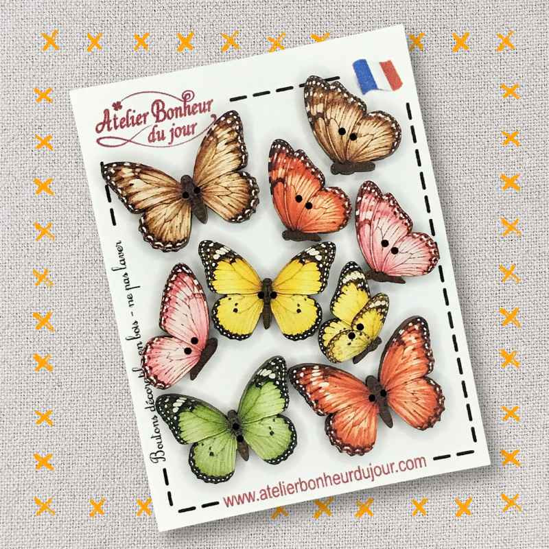 boutons décoratifs en bois "Les papillons" Atelier Bonheur du jour