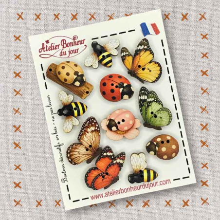 boutons décoratifs en bois "Les insectes" Atelier Bonheur du jour