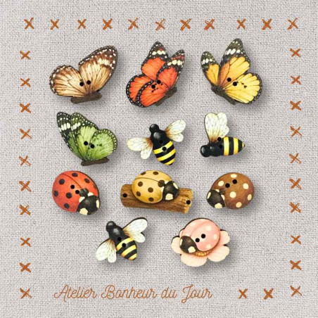 boutons décoratifs en bois "Les insectes" Atelier Bonheur du jour