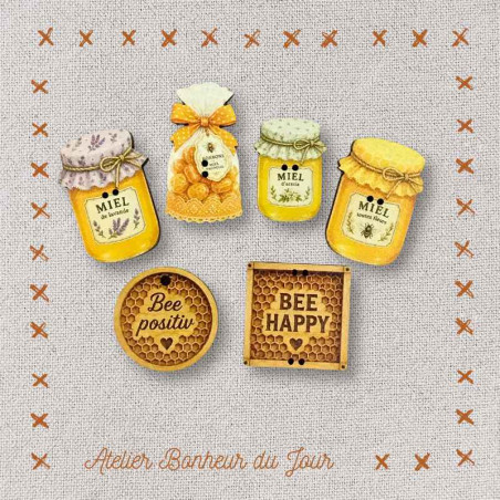 Decorative wooden buttons "Honey delights" Atelier Bonheur du jour