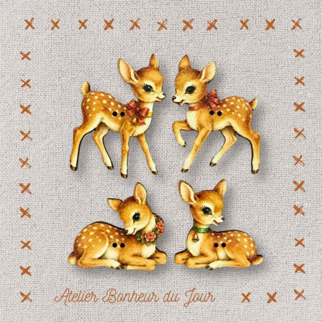boutons décoratifs en bois "Le petit faon" Atelier Bonheur du jour