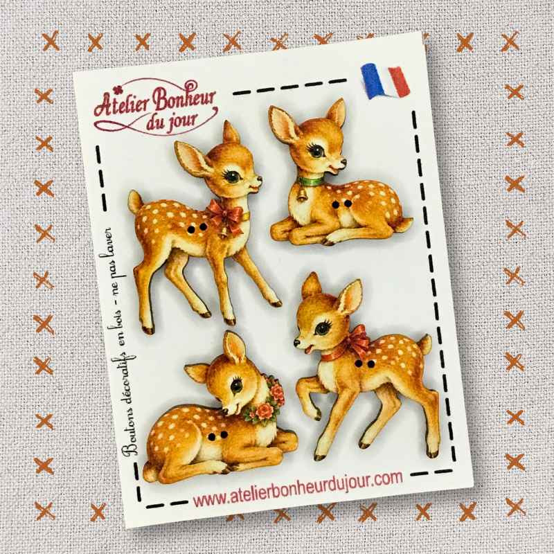 Decorative wooden buttons "The little fawn" Atelier Bonheur du jour