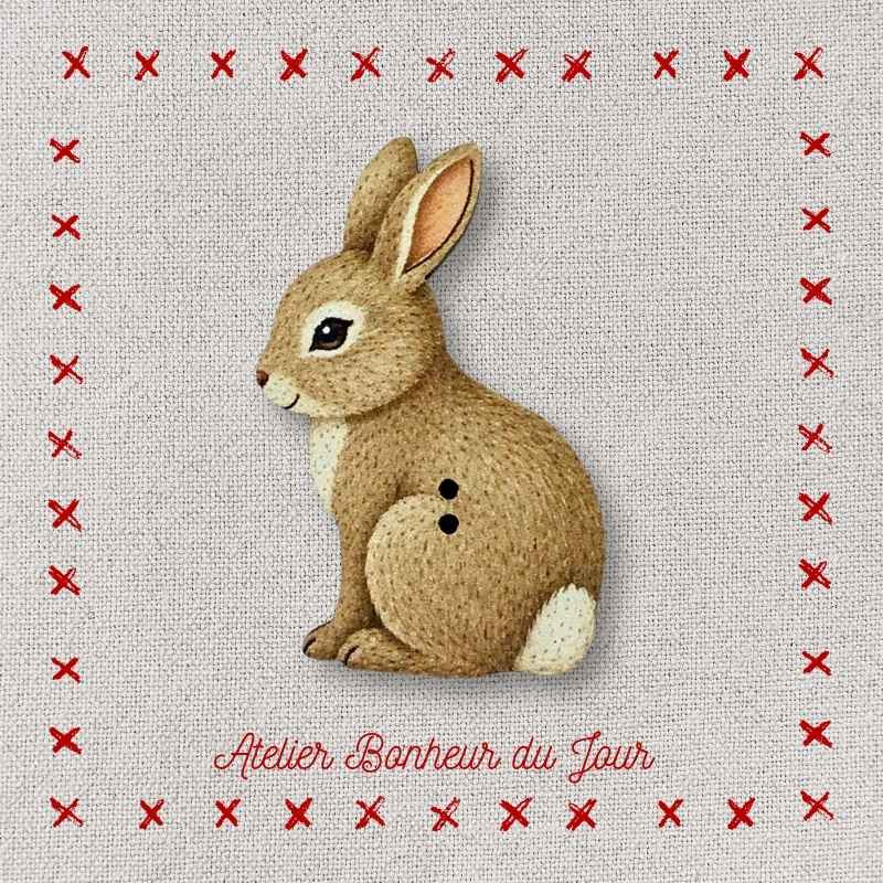 bouton décoratif en bois "Lapins de Garenne - existe D ou G" Atelier Bonheur du jour