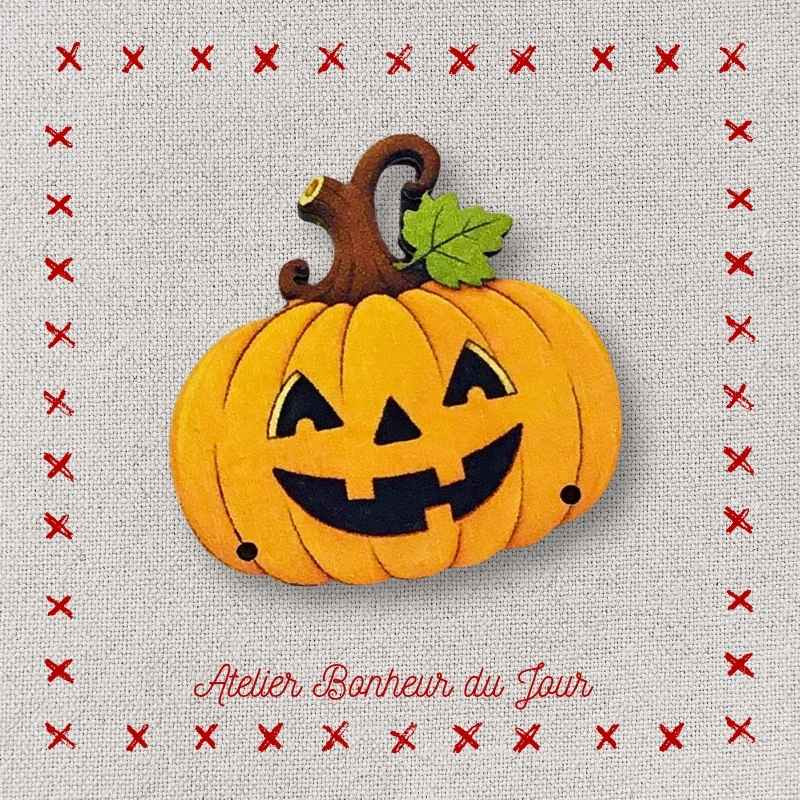 Decorative wooden button "The Mischievous Pumpkin" Atelier bonheur du jour