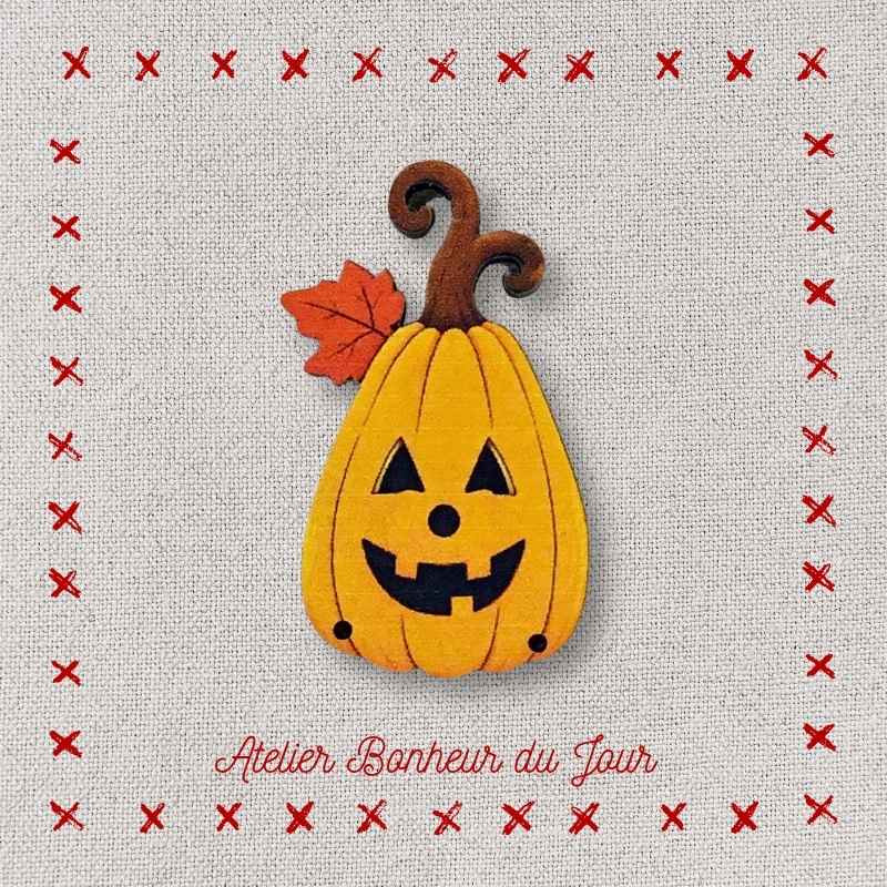 Decorative wooden button "The Enchanted Pumpkin" Atelier bonheur du jour